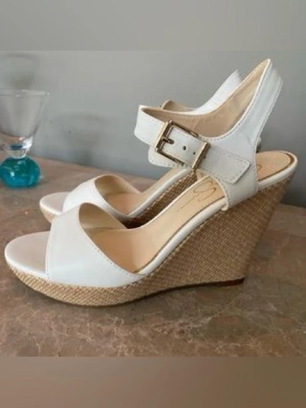 Jessica Simpson White Espadrille Wedge Sandals